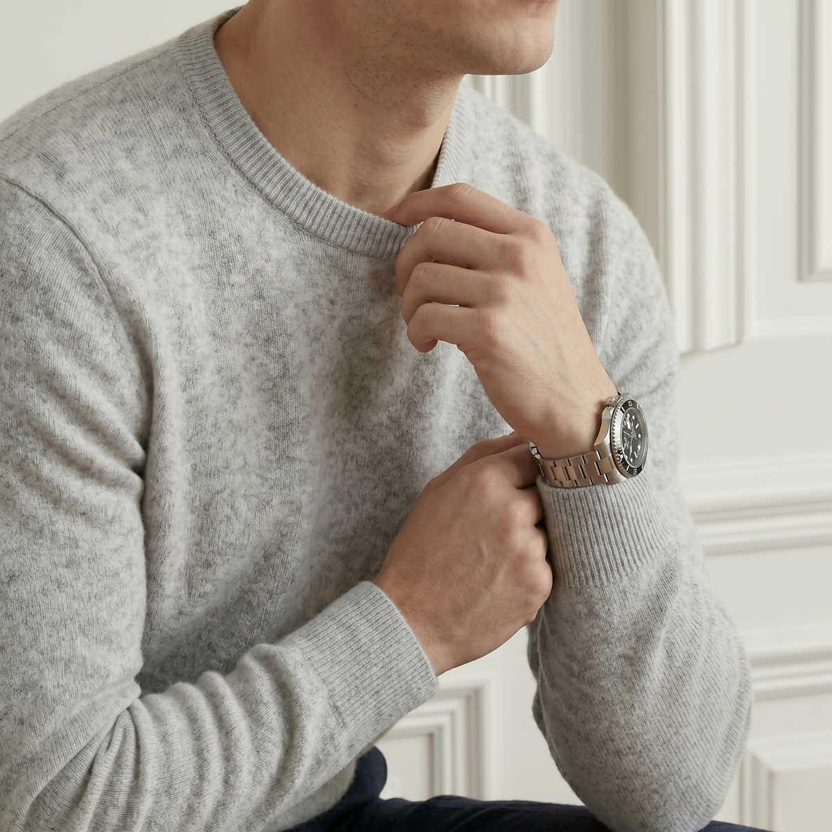 Men's Undyed Cashmere Crewneck Sweater - Executive