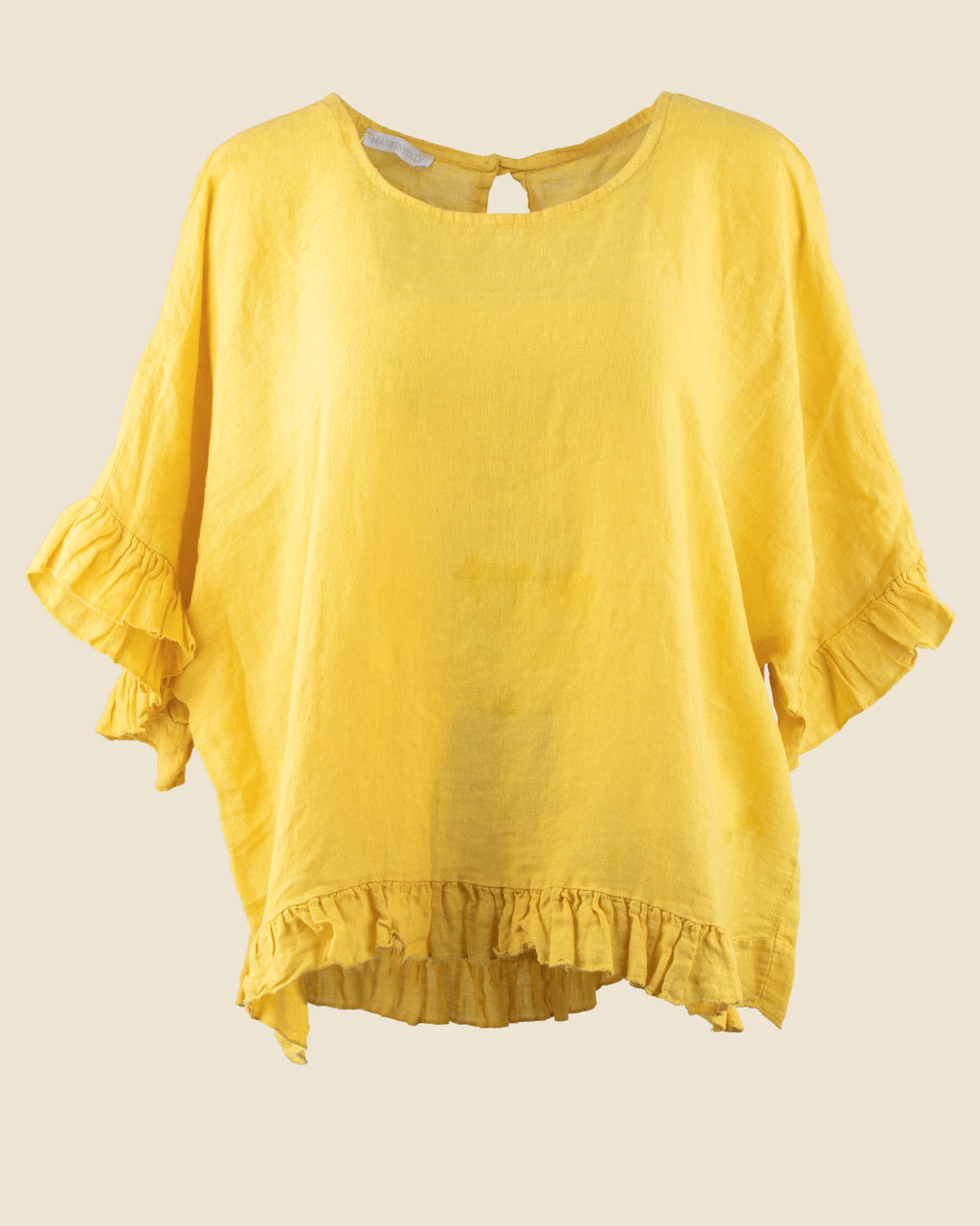 Feather Ruffle Linen Blouse