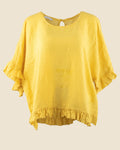 Feather Ruffle Linen Blouse