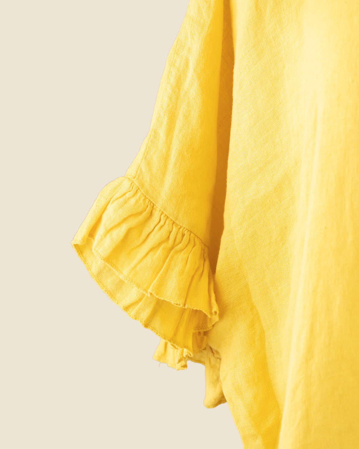 Feather Ruffle Linen Blouse