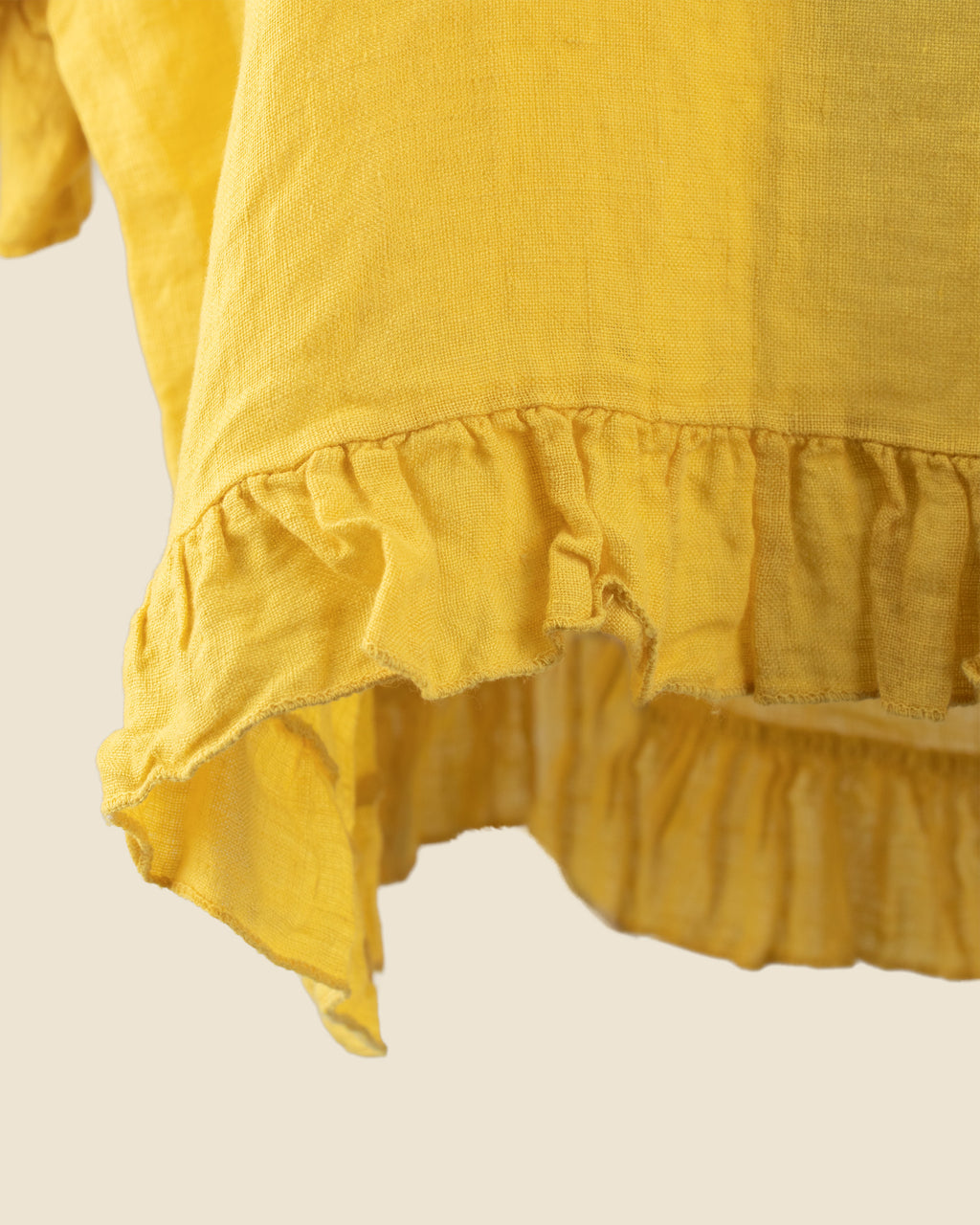 Feather Ruffle Linen Blouse