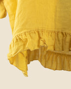 Feather Ruffle Linen Blouse