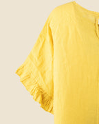 Feather Ruffle Linen Blouse