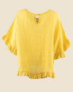 Feather Ruffle Linen Blouse