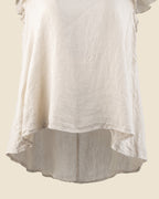 Flutter-Sleeve Linen Blouse
