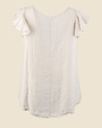 Flutter-Sleeve Linen Blouse
