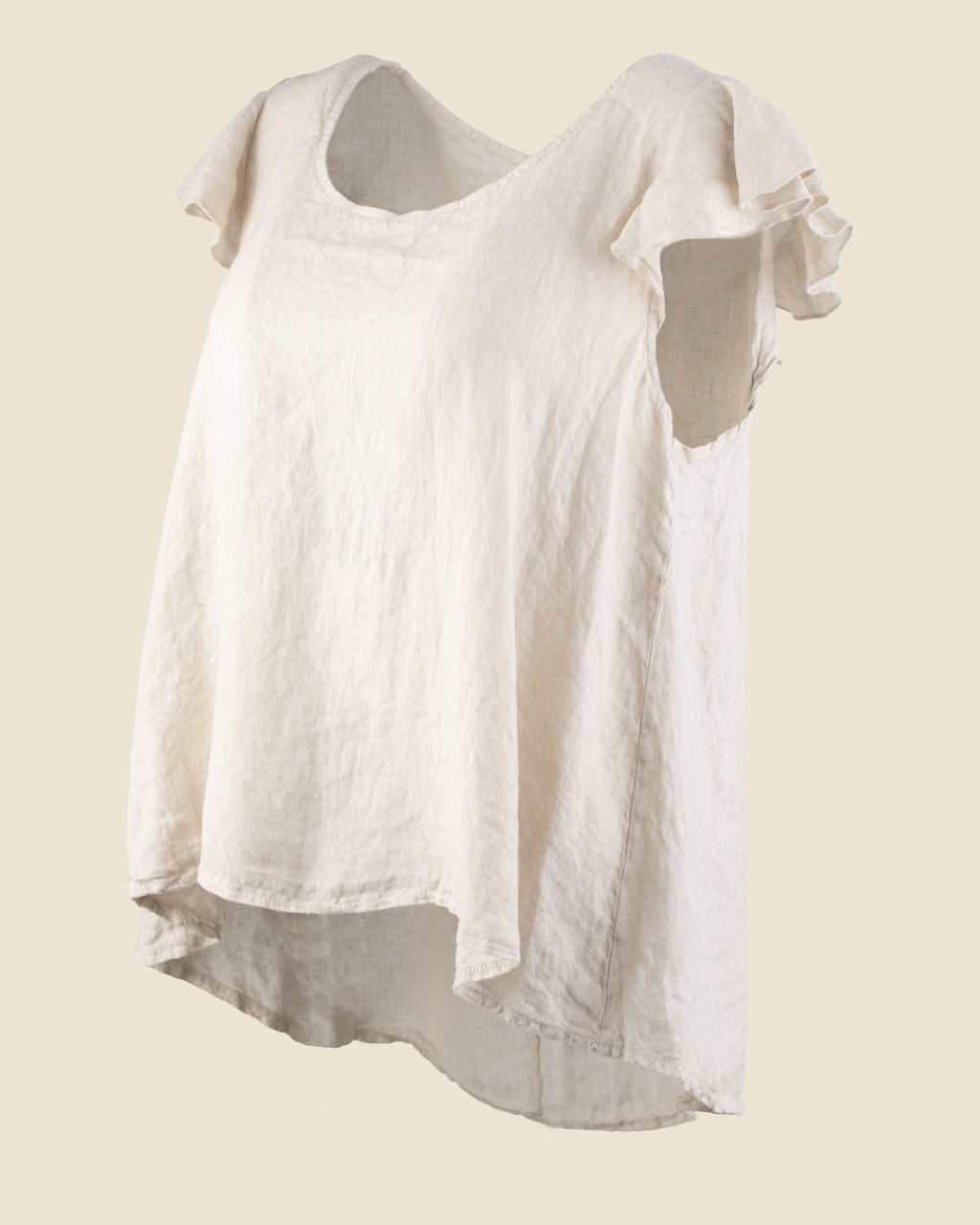 Flutter-Sleeve Linen Blouse