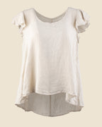Flutter-Sleeve Linen Blouse