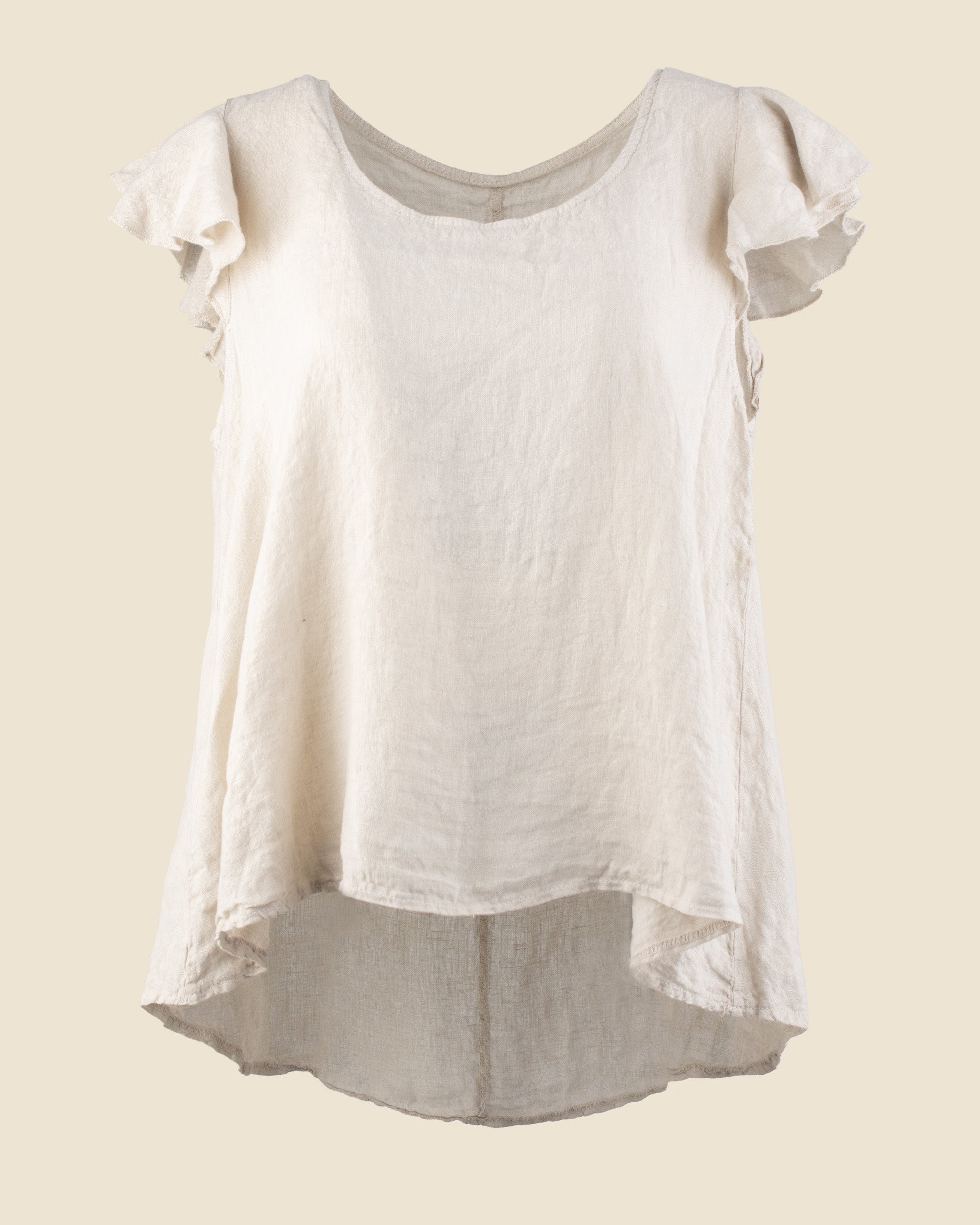 Flutter-Sleeve Linen Blouse