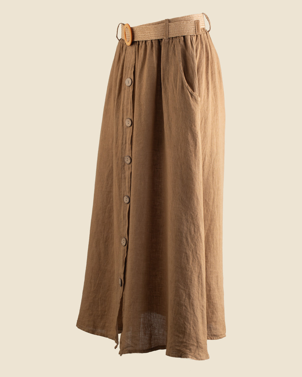 Belted Linen Skirt