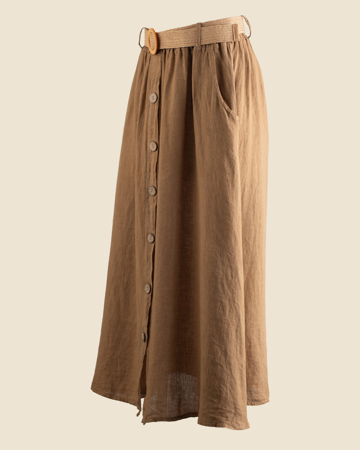 Belted Linen Skirt