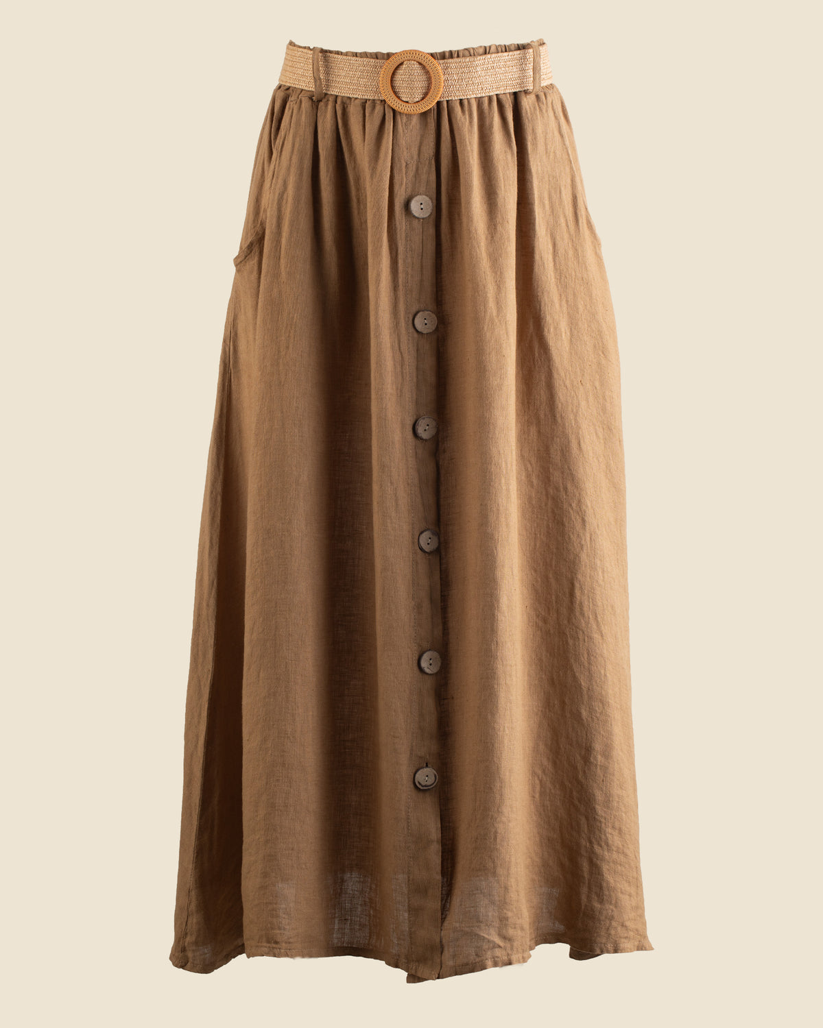 Belted Linen Skirt