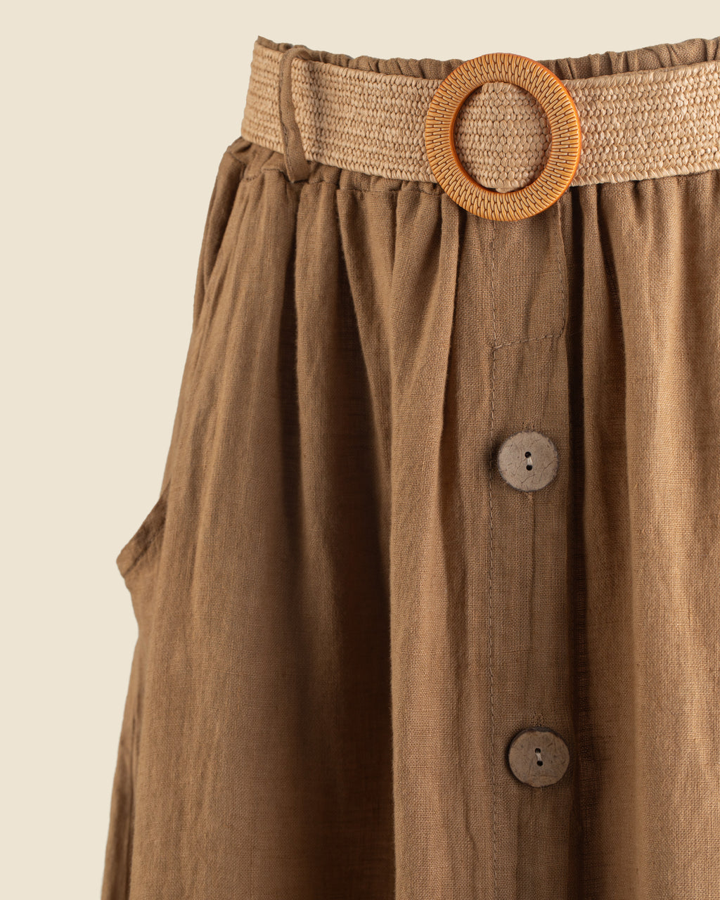 Belted Linen Skirt