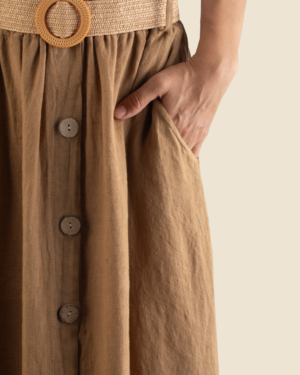 Belted Linen Skirt