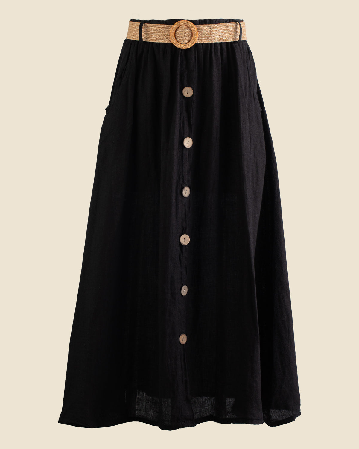 Belted Linen Skirt