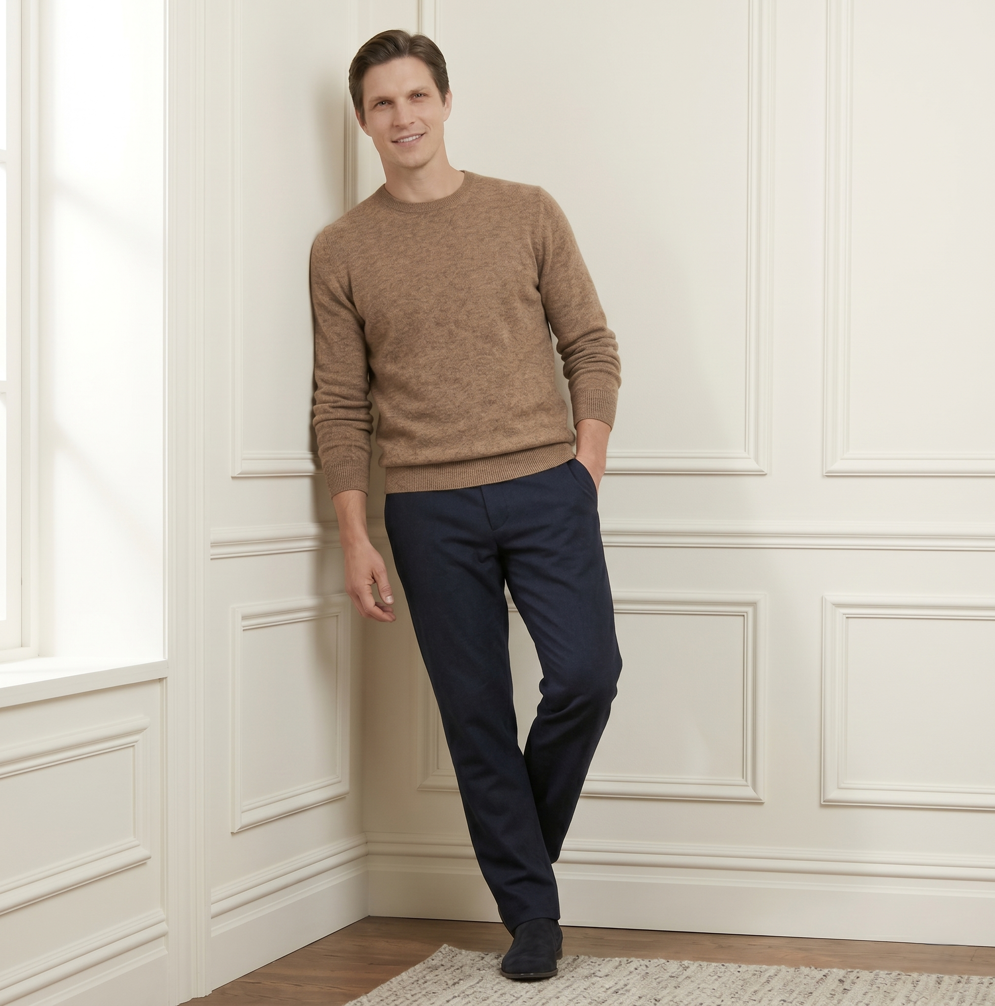 Men's Undyed Cashmere Crewneck Sweater - Executive